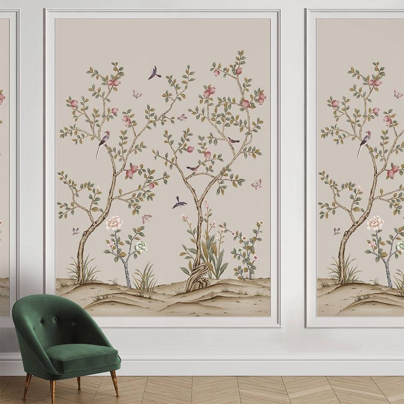 Tempaper &#38; Co. 108&#34;x78&#34; Chinoiserie Pomegranate Sand Removable Peel and Stick Vinyl Wall Mural, 4 of 6