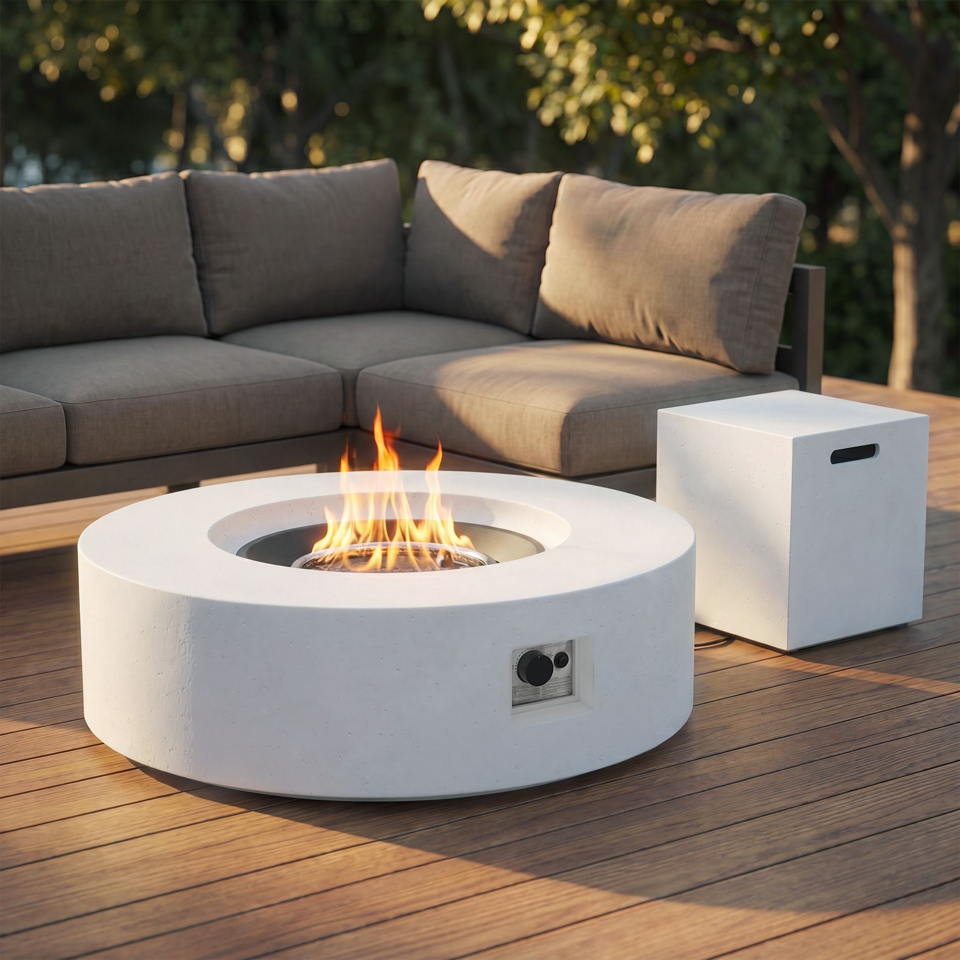 48 Inch Outdoor Propane Fire Table, Elegant Patio Fire Pit for Backyard, Standard