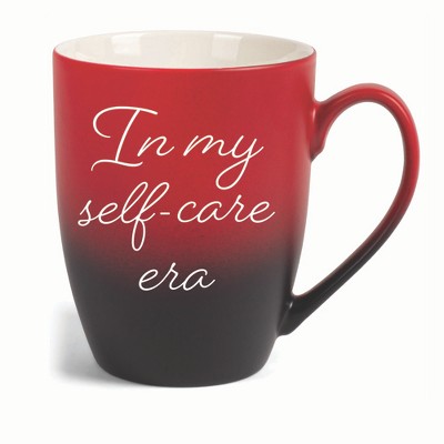 Elanze Designs In My Self-Care Era Two Toned Ombre Matte 10 ounce New Bone China Coffee Tea Cup Mug For Your Favorite Morning Brew, Red and Black