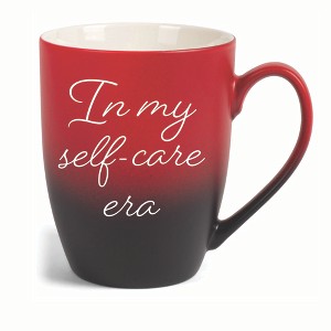 Elanze Designs In My Self-Care Era Two Toned Ombre Matte 10 ounce New Bone China Coffee Tea Cup Mug For Your Favorite Morning Brew, Red and Black - 1 of 4