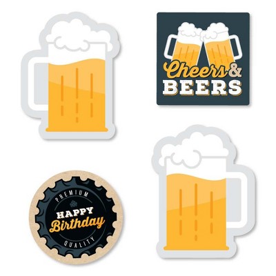 Big Dot of Happiness Cheers and Beers Happy Birthday - DIY Shaped Birthday Party Cut-Outs - 24 Count