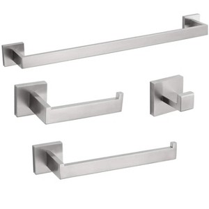 Itopfox 4 Piece Bathroom Hardware Set Stainless Steel Square Towel Bar Towel Holder Toilet Paper Holder Towel Hook 16 Inch Wall Mounted - 1 of 4