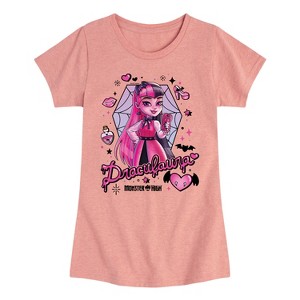 Girls' - Mattel - Draculaura Spider Web Icons Fitted Short Sleeve Graphic T-Shirt - 1 of 4