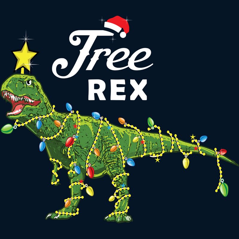 Boy's Design By Humans Dinosaur Christmas Tree Rex Christmas Gift By amitsurti T-Shirt, 2 of 4
