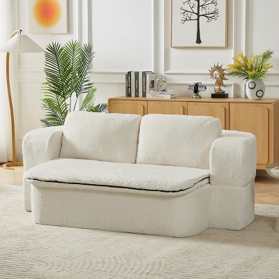 Modern 2-in-1 Sleeper Sofa with Included Cushion Blanket, Folding Sofa Bed for Living Room, Apartment, or Bedroom – The Pop Home