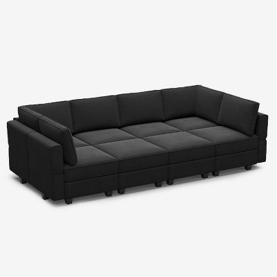 Belffin Modular Velvet Sleeper Sofa with Storage Seat (8 Seats + 8 Sides)