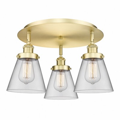 Cone - 3 Light Flush Mount In Art Deco Style-9.25 Inches Tall and 18 Inches Wide