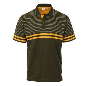 Gioberti Men's Double Striped Contrast Polo Shirt with Pocket - Black Collar Yarn Dye - 1 of 3