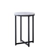 Vynxaria Modern Side/End Table Faux White Marble MDF Top, Powder-Coated Metal X-Base, Compact, Easy Assembly for Small Spaces - 2 of 4