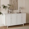 Modern Sideboard Decorative Storage Cabinet, CENGHU Wooden Conle Table Coffee Bar Cabinet with 4-Door Intaglio for Living Room, Kitchen, Bedroom - 2 of 4