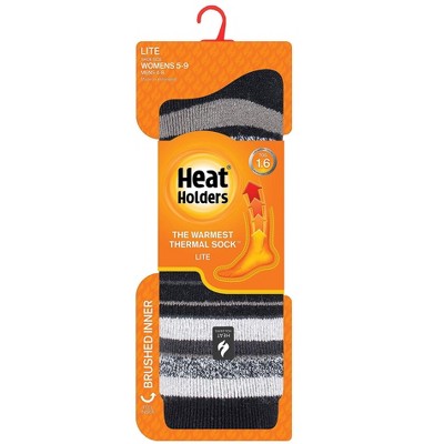 Heat Holder® Women's Peony LITE™ Multi Stripe Crew Socks | Thermal Yarn | Medium-Thick Socks Casual Shoes + Boots | Warm + Soft, Hiking, Cabin, Cozy at Home Socks | 5X Warmer Than Cotton