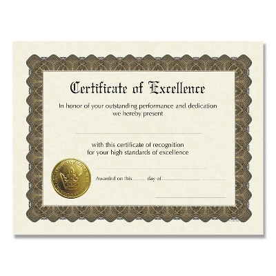 Great Papers! Ready-to-Use Certificates 11 x 8.5 Ivory/Brown Excellence 6/Pack 930600