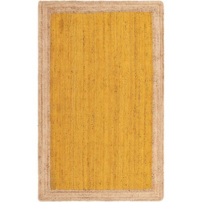 Handmade Yellow Braided Jute Rectangular Area Rug