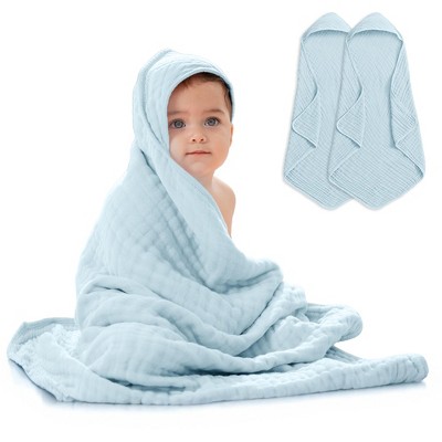 Hooded Baby Towels - 6 Layer, 100% Muslin Cotton - Large 32 x 32 Inch By Comfy Cubs
