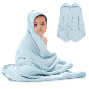Baby Hooded Muslin Cotton Towel for Kids by Comfy Cubs - 1 of 4