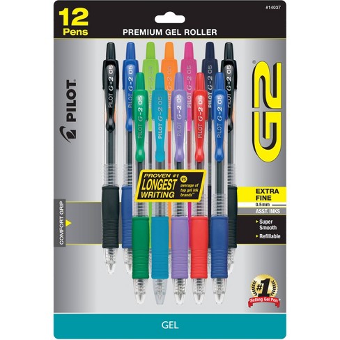 12ct G2 Gel Pens Extra Fine Point 0.5mm Assorted Inks : Target