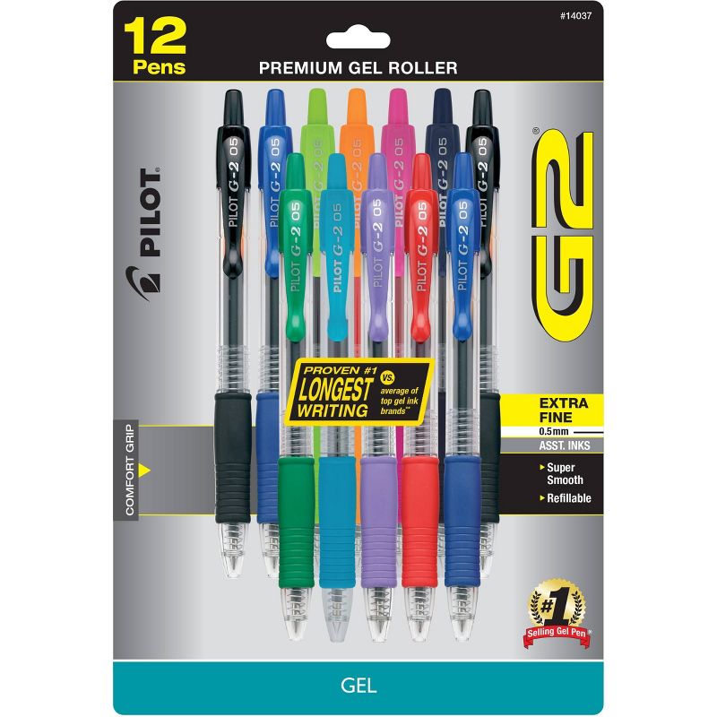 12ct G2 Gel Pens Extra Fine Point 0.5mm Assorted Inks, 1 of 4