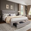 Velvet Bed Frame with Adjustable Headboard and 2 Drawers - 2 of 4