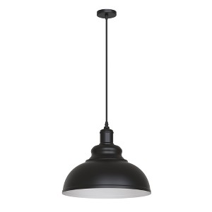 DORESshop 11.81 in. 1-Light Black Dome Pendant Lighting with Metal Shaded - 1 of 4