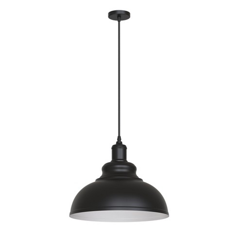 DORESshop 11.81 in. 1-Light Black Dome Pendant Lighting with Metal Shaded - image 1 of 4