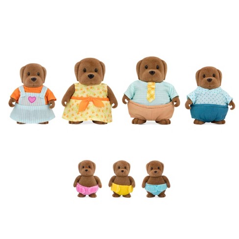 Li'l Woodzeez Miniature Animal Figurine Set - Wagadoodle Dog Family - image 1 of 4