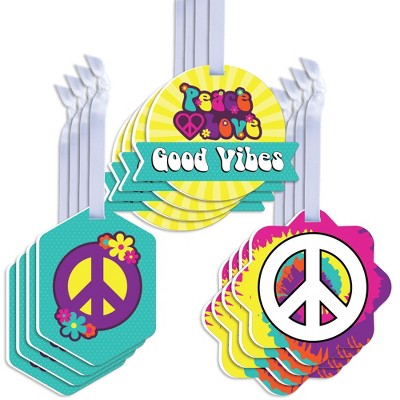 Big Dot of Happiness 60's Hippie - Assorted Hanging 1960s Groovy Party Favor Tags - Gift Tag Toppers - Set of 12