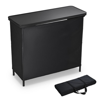 InstaHibit EZ GO Portable Bar Table Aluminum with Carry Bag Black Skirt for Wedding Camping Tradeshow Party