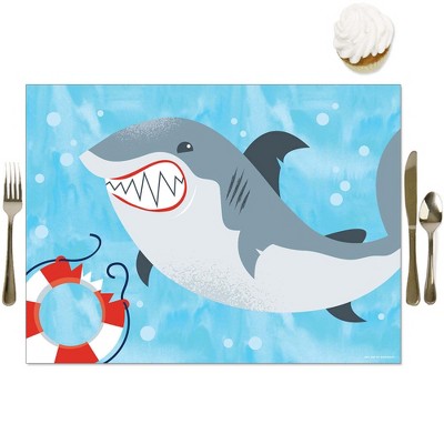 Big Dot of Happiness Shark Zone - Party Table Decorations - Jawsome Shark Party or Birthday Party Placemats - Set of 16