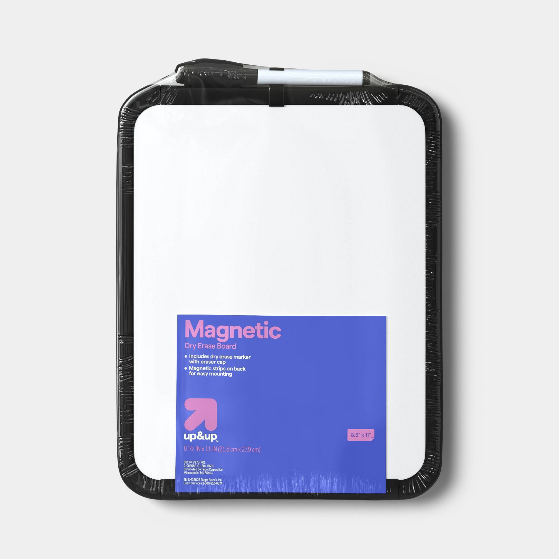 8.5"x11" Magnetic Dry Erase Board Black - up&up™