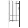 vidaXL Fence Gate Single Door with Arched Top Steel 39.4"x68.9" Black - 2 of 4
