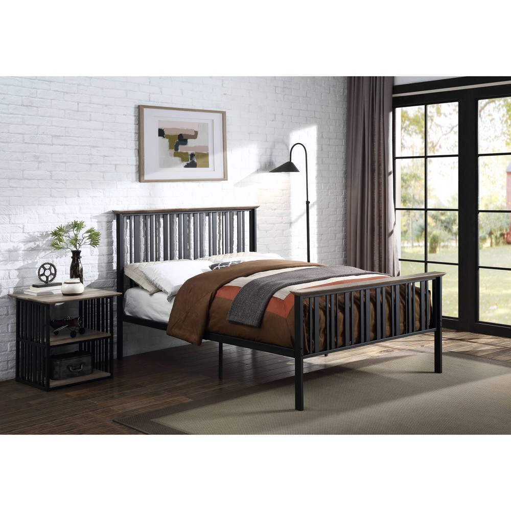 Photos - Wardrobe 79" Full Bed Zudora Bed Oak Sandy Gray Finish - Acme Furniture