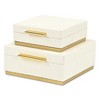 HomeRoots Set of Two White And Gold Square Nesting Decorative Storage Boxes With Lids - 4 of 4