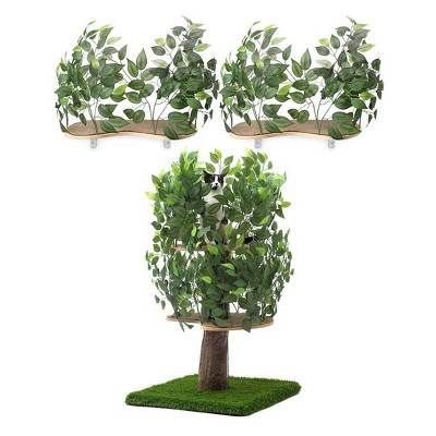 On2Pets Cat Tree & Canopy Shelves Bundle - M - White - 2ct