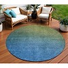 Olive Green Blue And Navy Blue Ombre Washable Indoor Outdoor Area Rug - 2 of 4