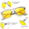Attop Polarized Retro Square Design Sunglasses UV400 Fashion, Gray Frame, Yellow Lenses - 3 of 4