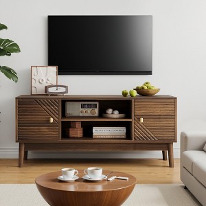 LOVSON Mid-Century ModernTV Stand, Media Console Table for 32"-45" TVs with Storage, for Living Room,Bedroom,Walnut - 1 of 4