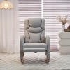 Modern Lounge Rocker,Teddy Fabric Rocking Chair With Pockets,Comfy Accent Arm Chair With Solid Wood Legs,Leisure Chairs-Cuddlewood - 2 of 4