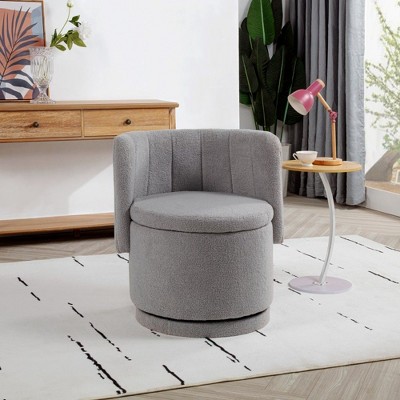 NicBex Upholstered Accent Chair with Storage Space,Modern Swivel Chairs for Bedroom,Reading Room,Gray/Beige/Pink