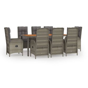 vidaXL Garden Dining Set Grey PE rattan Large Garden Dining Set - 1 of 4