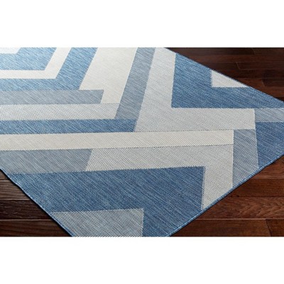 Chade 5'3" x 7' Navy and Ivory Geometric Polypropylene Area Rug