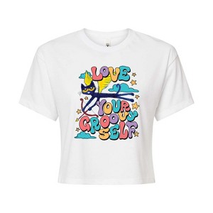 Women's - Pete the Cat - Love Yourself Cropped Graphic T-Shirt - 1 of 4