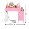Besiost Reversible Vanity Desk with Wooden Drawers and Charging Station - 3 of 4