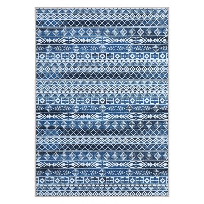 Garvee Moroccan Geometric Area Rug,Non-Shedding,Non-Slip Foldable Indoor Mat , Blue