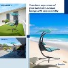 72.83'' Blue Hanging Chaise Lounger with Removable Canopy, Outdoor Swing Chair with Built-in Pillow - 3 of 4