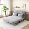 55" Velvet Convertible Chair Bed with Adjustable Backrest & Pillow - Tri-Fold Sleeper Chair for Home & Office - 2 of 4