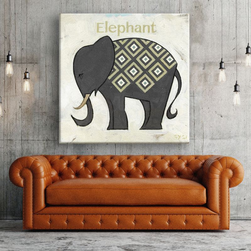 Sullivans Darren Gygi Dimaond Elephant Silhouette Giclee Wall Art, Gallery Wrapped, Handcrafted in USA, Wall Art, Wall Decor, Home Décor, Handed Painted, 2 of 3