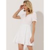 Allegra K Women's V Neck Smocked Elastic Waist Short Sleeve Boho Crochet Trim Mini Dress 2 Packs - 2 of 4