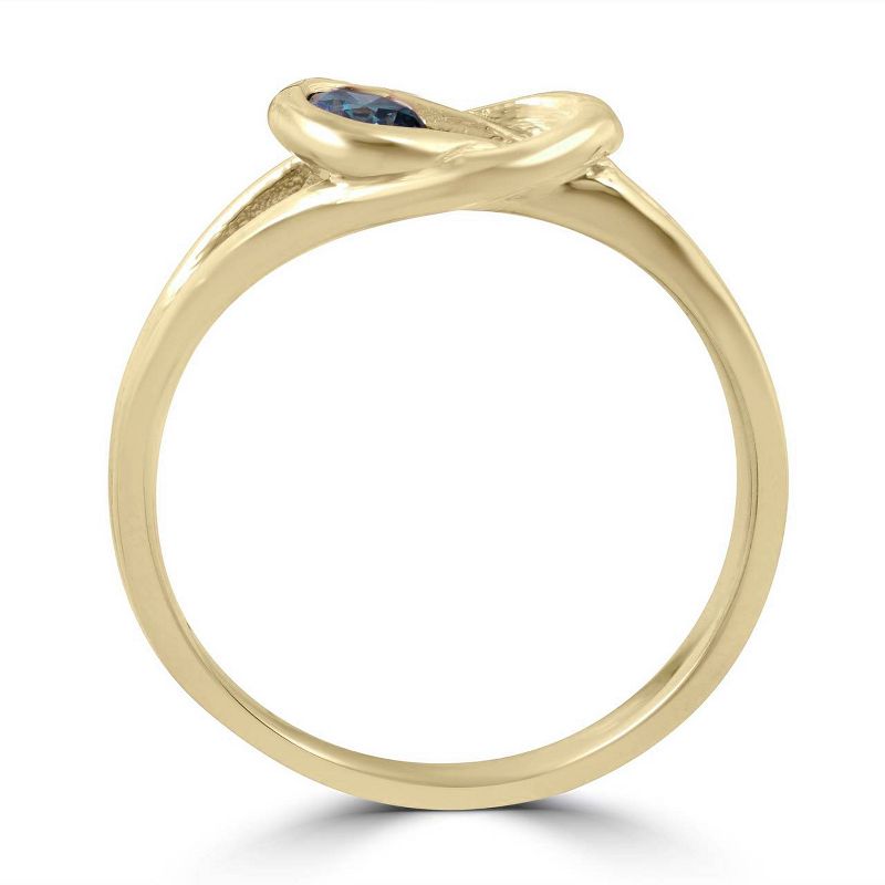Pompeii3 1/5ct Knot Treated Blue Diamond Solitaire Promise Ring 14K Yellow Gold, 3 of 5