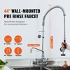 VEVOR Industrial Sink Faucet, 44" Tall, 8" Apart, 12" Rotating Spout, Wall Mounted, Brass Made with Extendable Sprayer, Silver - 3 of 4