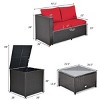 Tangkula Outdoor Rattan Sectional Loveseat Couch Conversation Sofa Set with Storage Box &Coffee Table Red/Navy/Turquoise - 2 of 4